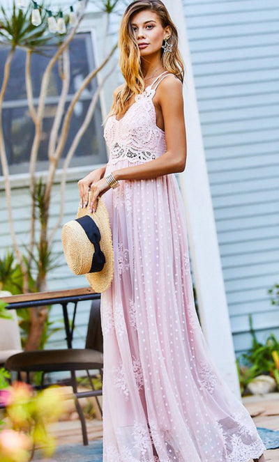 Dreamy Lace Blush Maxi Dress