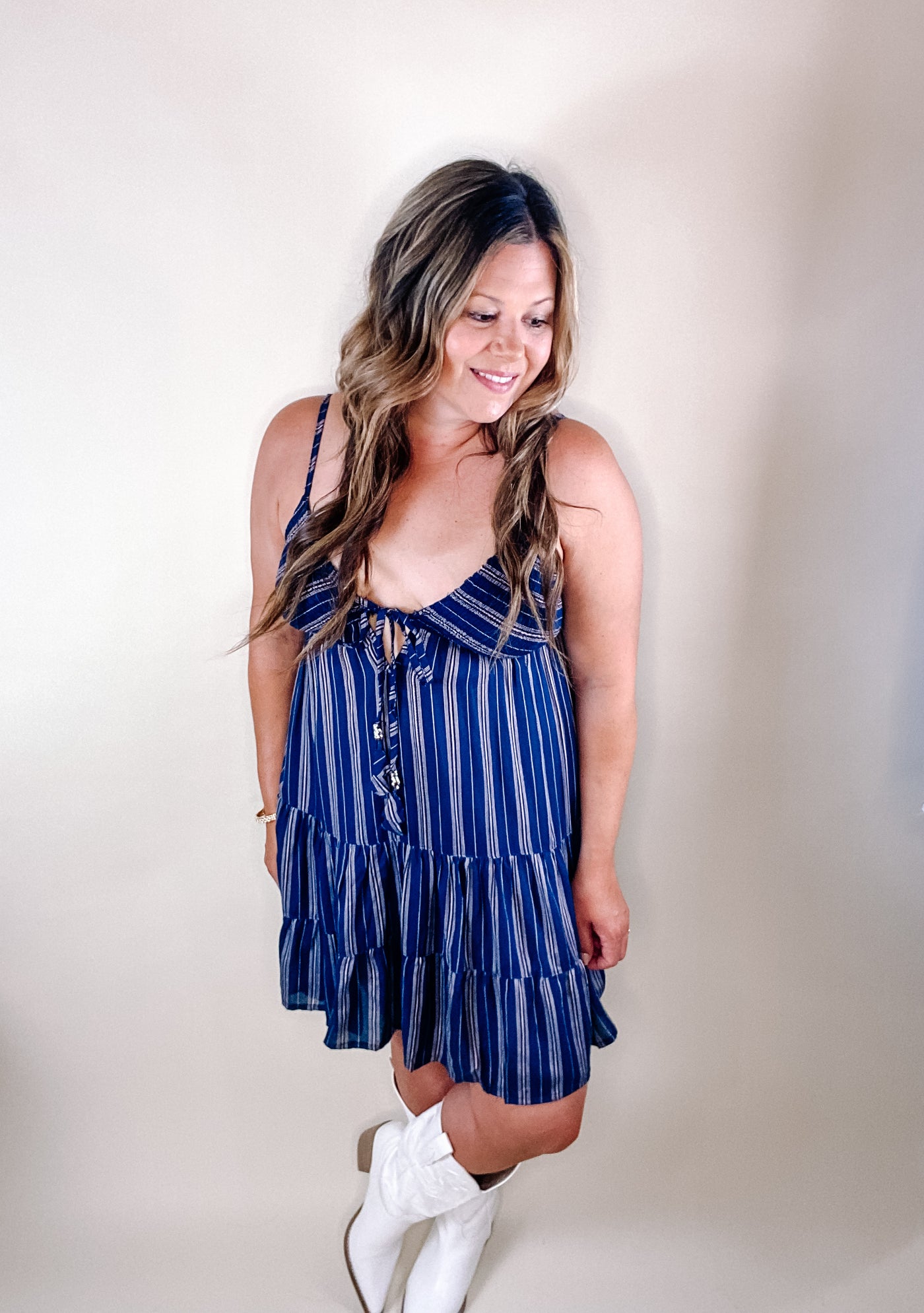 All I Want Is You Navy Striped Casual Dress