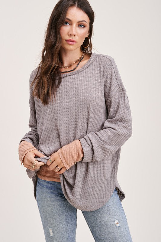 On The daily Long Sleeve Waffle Knit Top