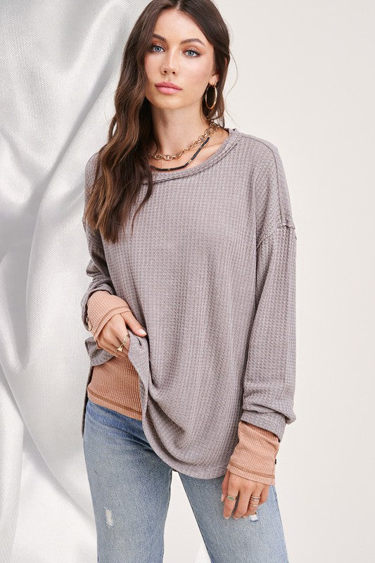 On The daily Long Sleeve Waffle Knit Top
