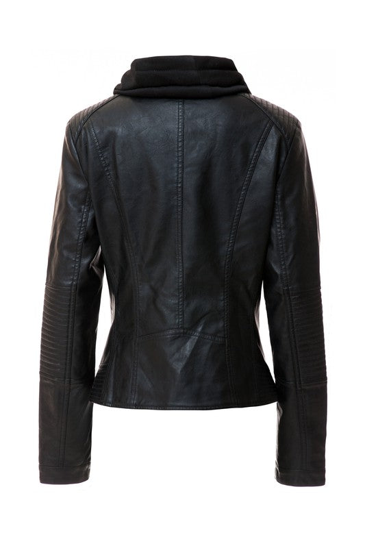 Autumn Feels Hooded Faux Leather Jacket