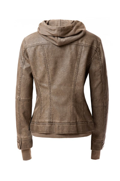 Autumn Feels Hooded Faux Leather Jacket