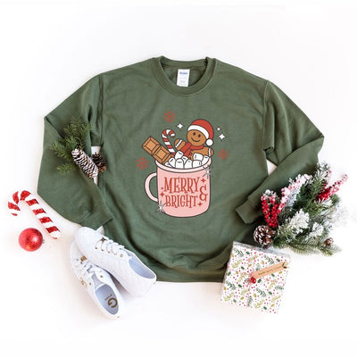 Merry And Bright Mug Graphic Sweatshirt