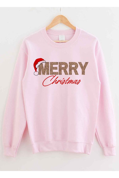 Merry Leopard Christmas Graphic Sweatshirt