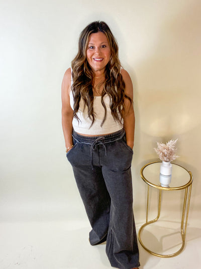 Everyday Chic Palazzo Lounge Pants In Ash Black