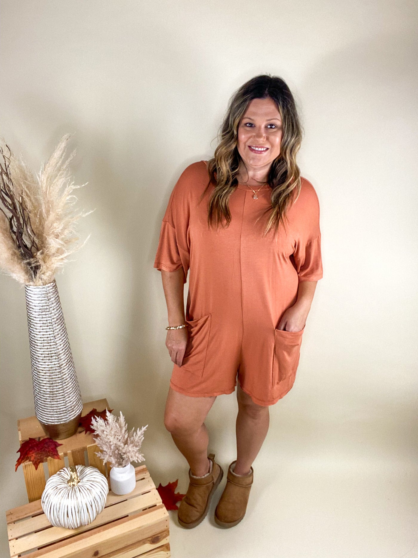 Simple Times Rust Romper