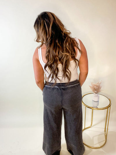 Everyday Chic Palazzo Lounge Pants In Ash Black