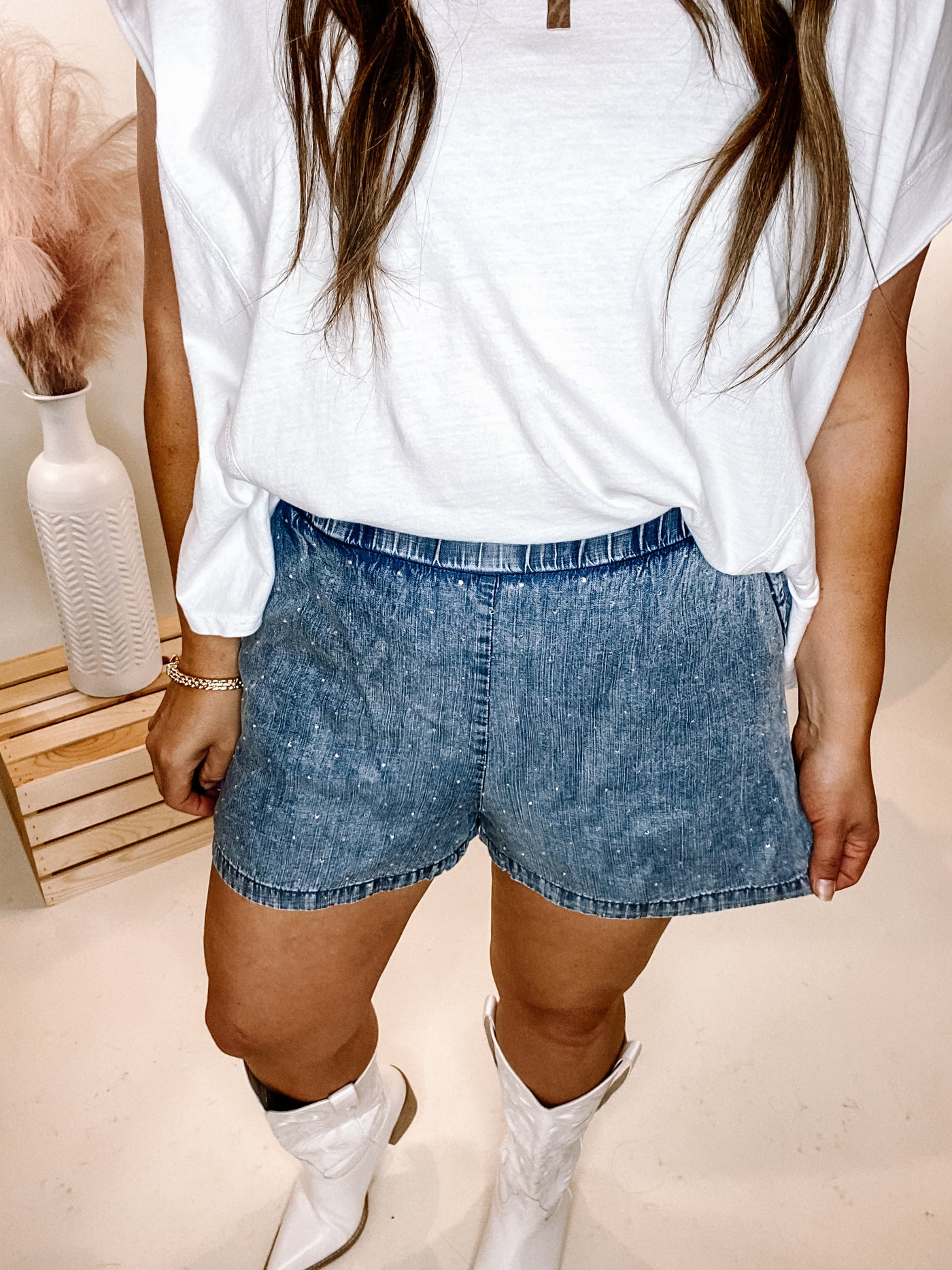 Wild West Rhinestone Denim Shorts