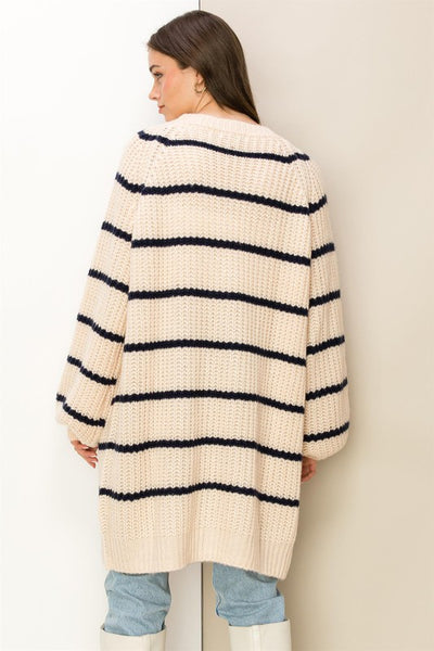 Cozy In Stripes Oversized Sweater Cardigan