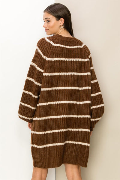 Cozy In Stripes Oversized Sweater Cardigan