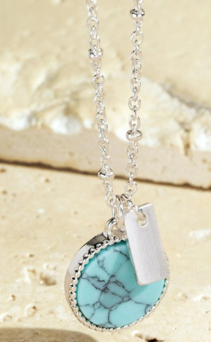 Coastal Bliss Layered Necklace In Turquoise/Silver