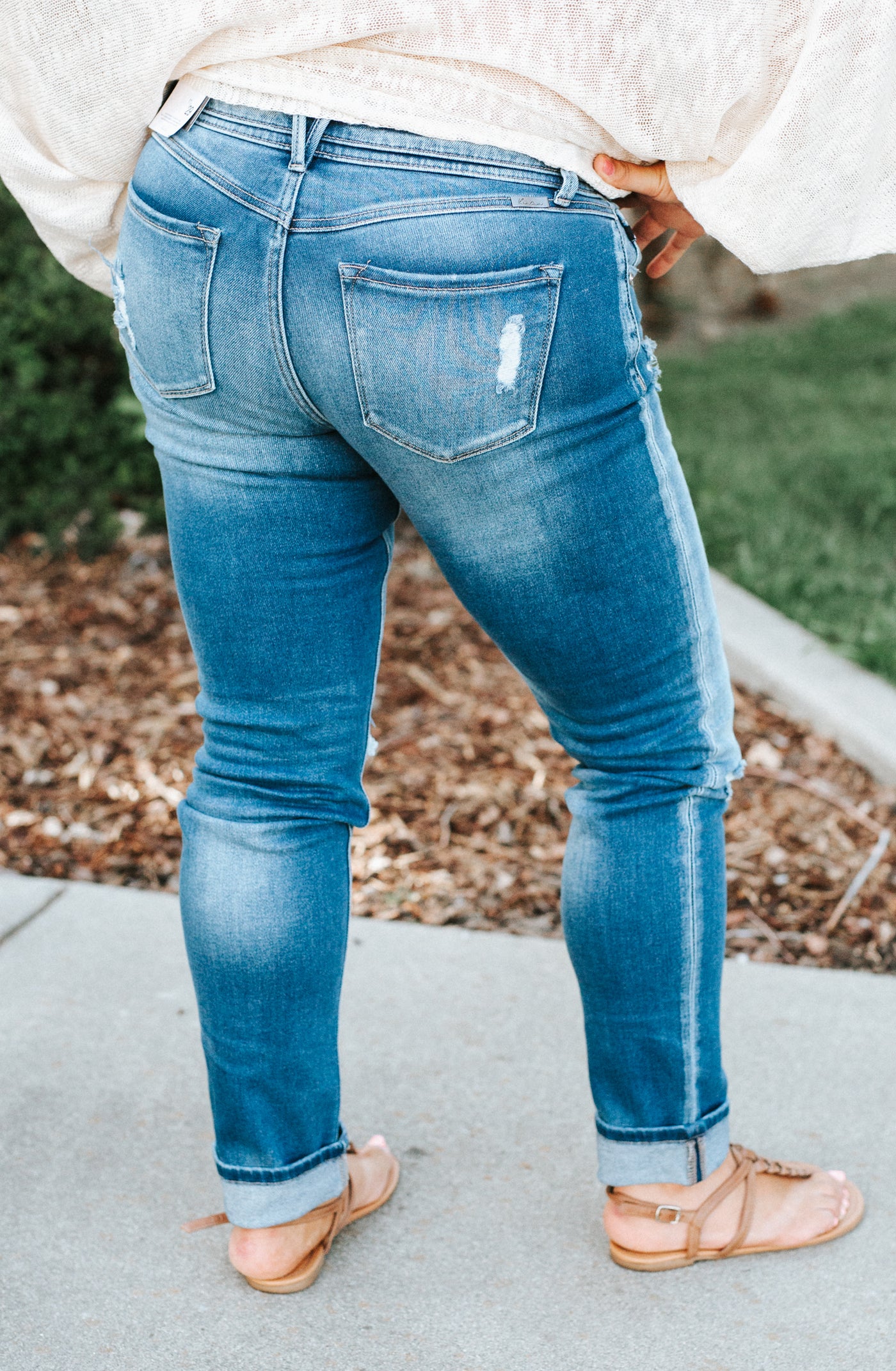 The Natalie Mid Rise Medium Wash Button Fly Jeans