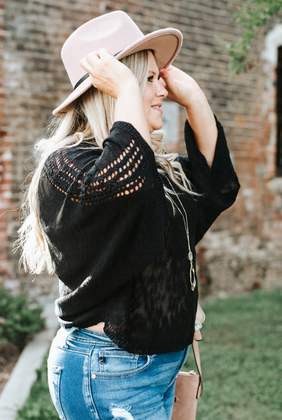 Captured Moments Sweater Top In Black