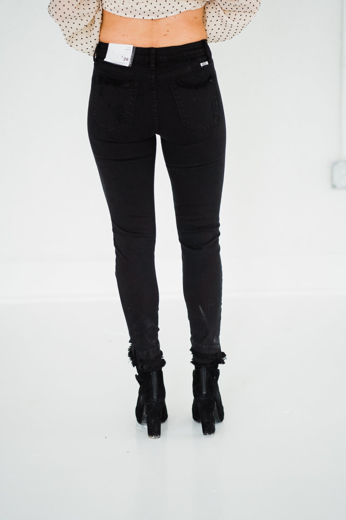 Gemma Mid Rise Black Ankle Skinny Jeans