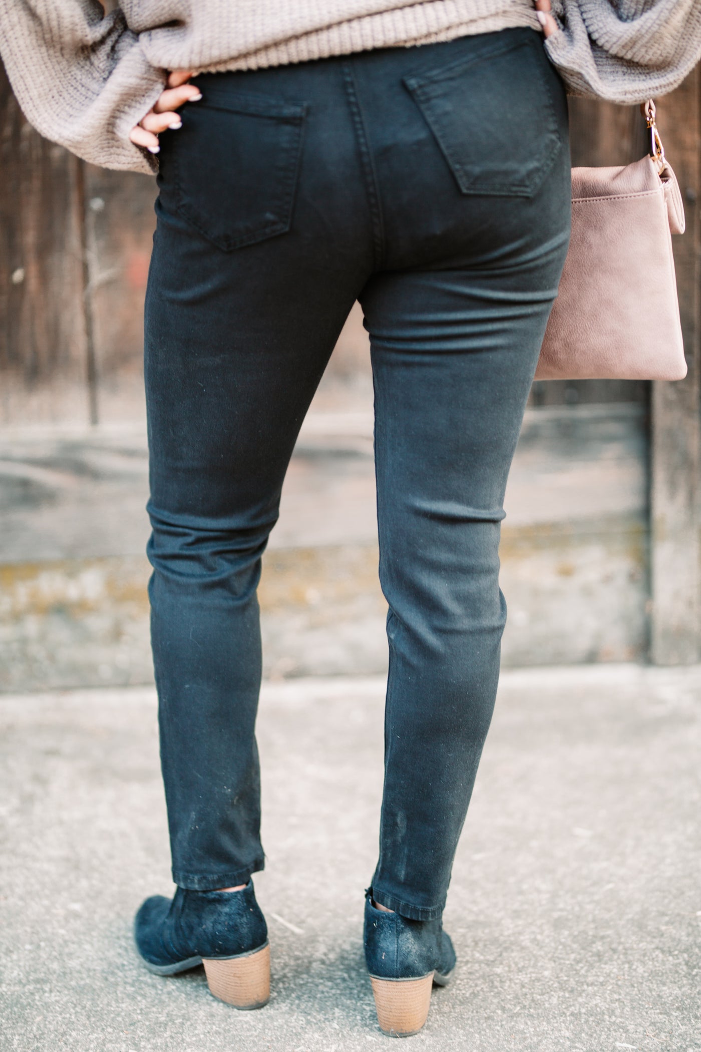 Becki Button Fly Black Skinny Jeans
