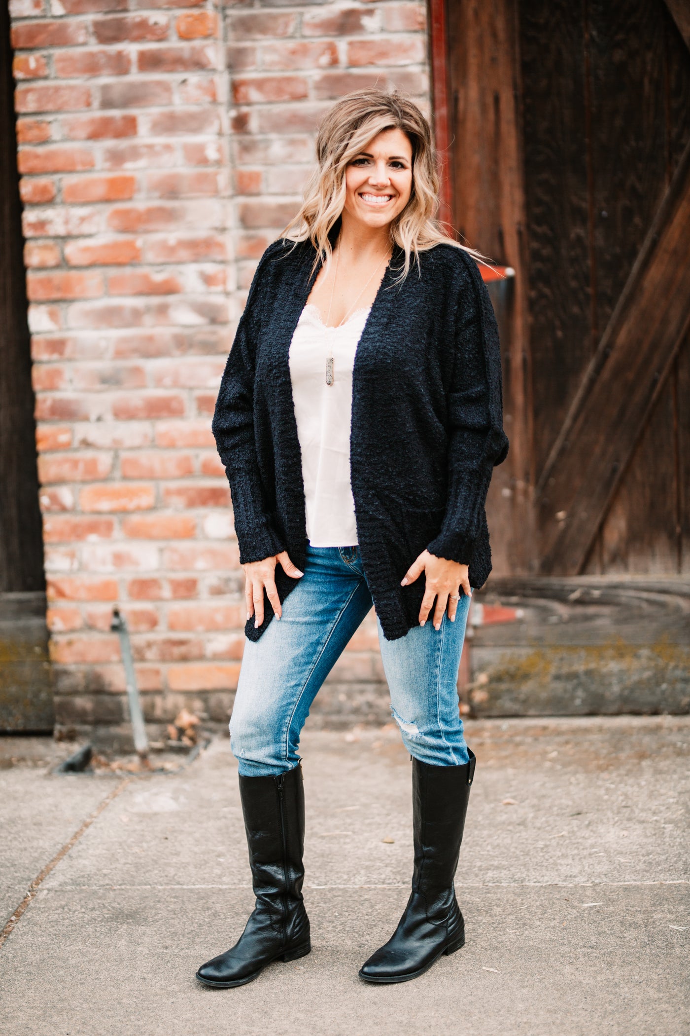 Committed To Love Black Cardigan