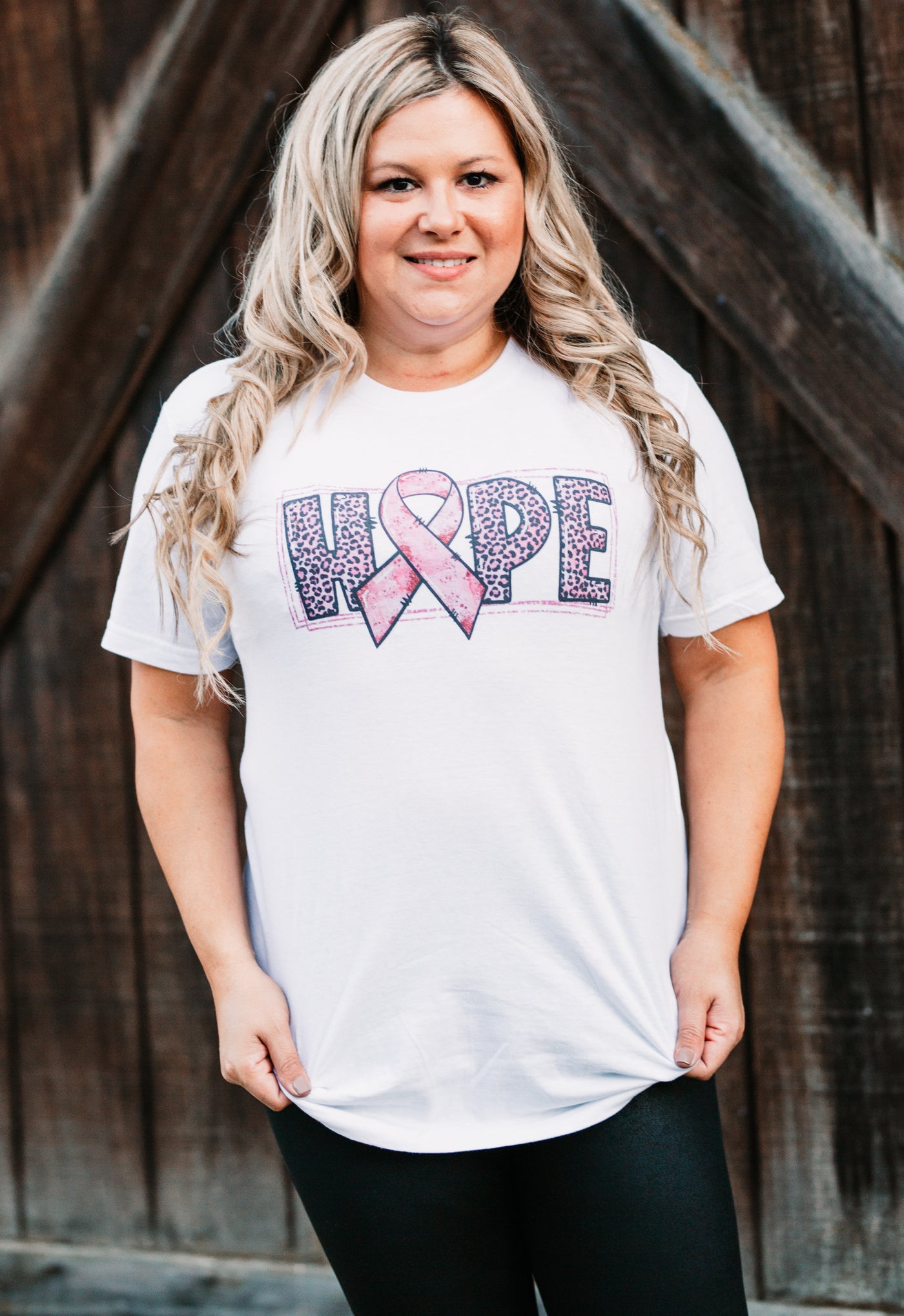 Hope Breast Cancer Awareness Shirt In White