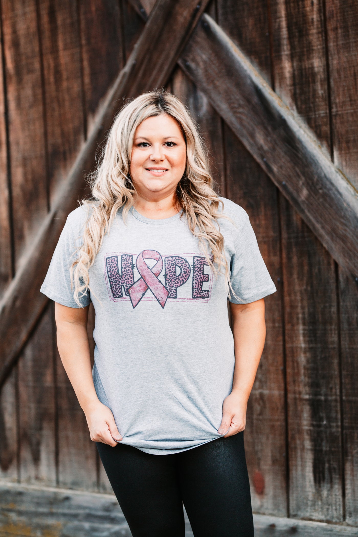 Hope Breast Cancer Awareness Shirt In Grey