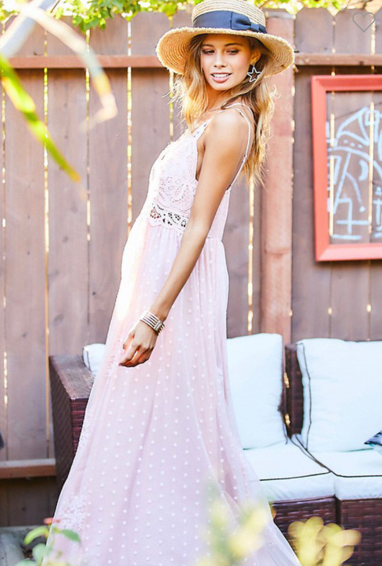 Dreamy Lace Blush Maxi Dress – Pink Willow Boutique
