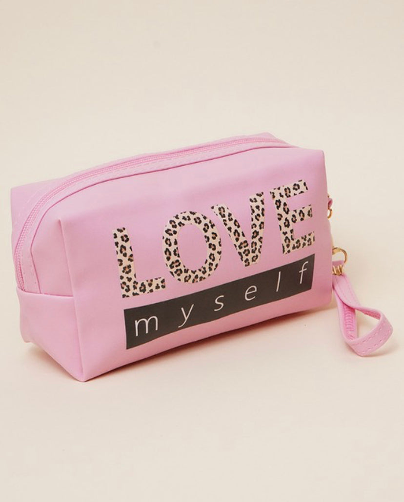 Love Myself Pink Leopard Makeup Bag – Pink Willow Boutique