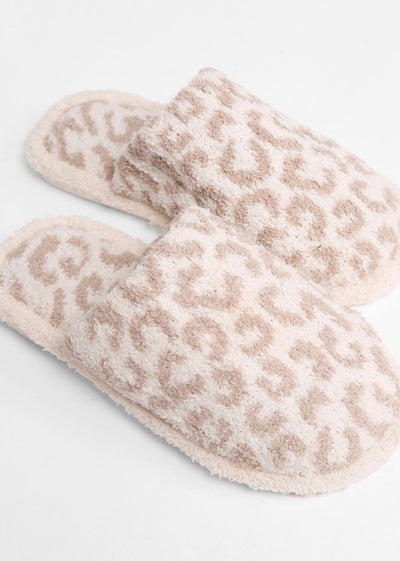 Something To Dream About Cozy Leopard Slippers In Beige