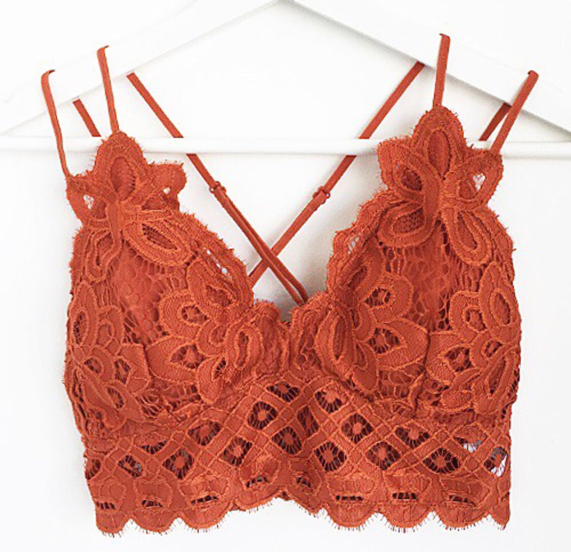 Love Me In Lace Bralette-Rust – Pink Willow Boutique