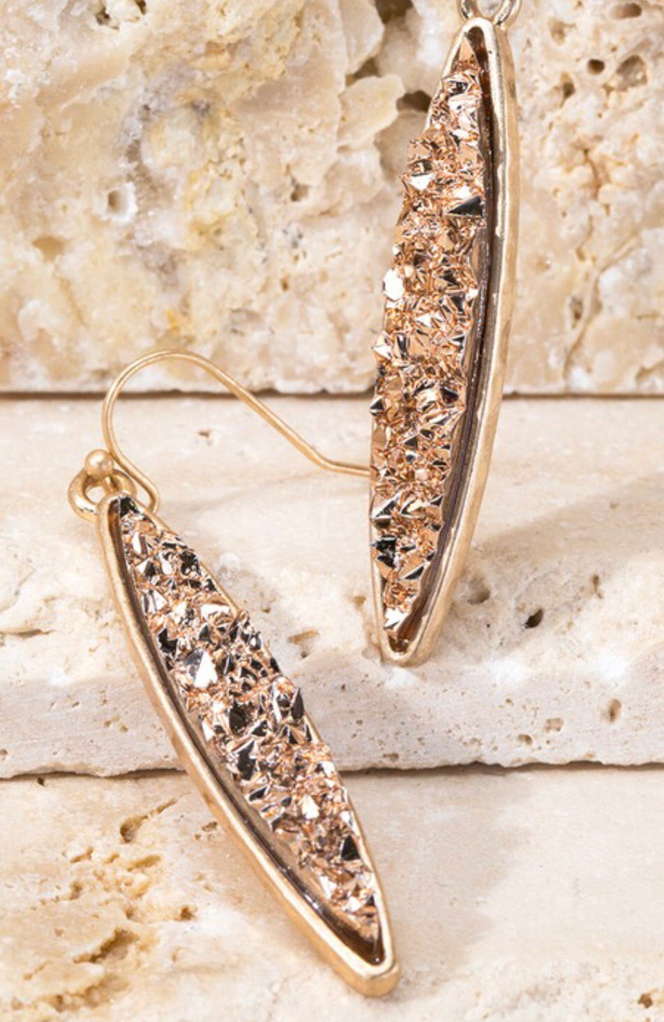 Glamorous Druzy Rose Gold Earrings