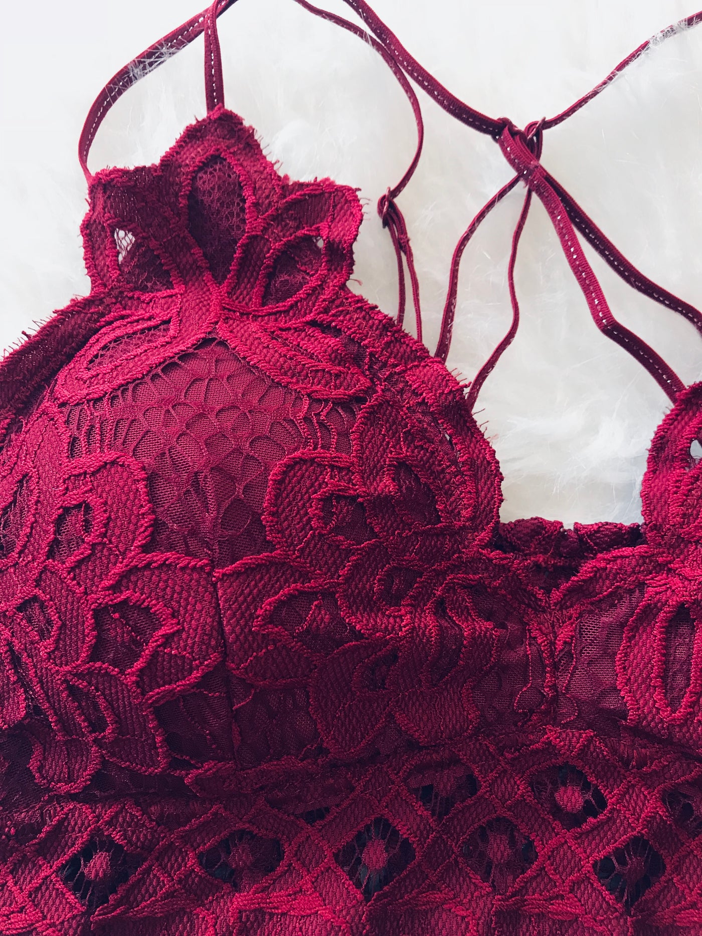 Love Me In Lace Bralette-Burgundy