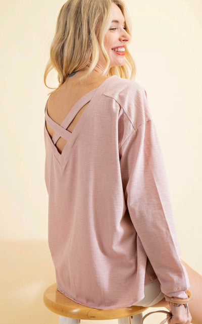 You Found My Heart Cross Back Top In Mauve