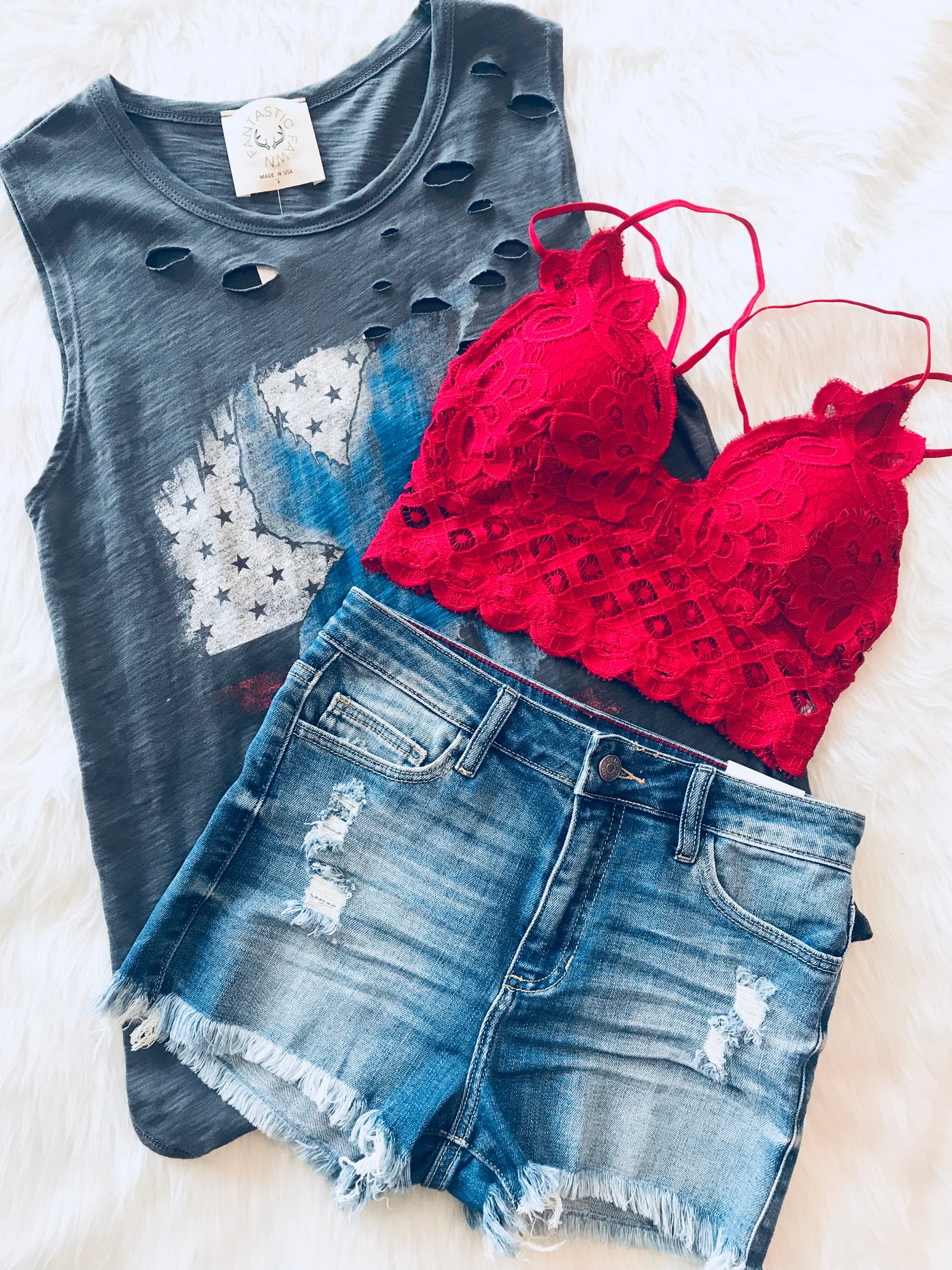 Love Me In Lace Bralette- Ruby Red
